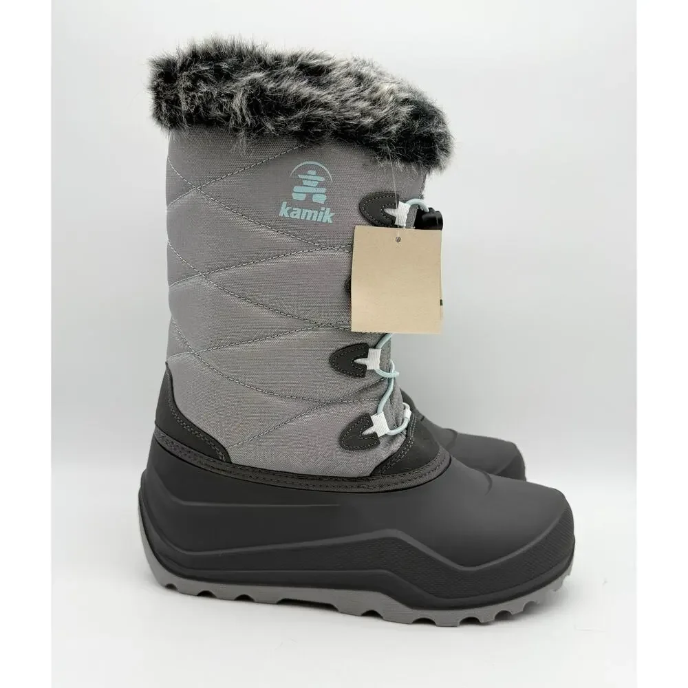 Kamik Big Kids SNOWANGEL Boots Size 7 EU 39 Grey Blue Insulated Waterproof NIB